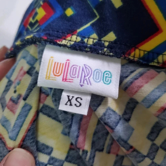 LULAROE | Madison Skirt in Blue & Yellow Geo sz XS - Picture 5 of 6